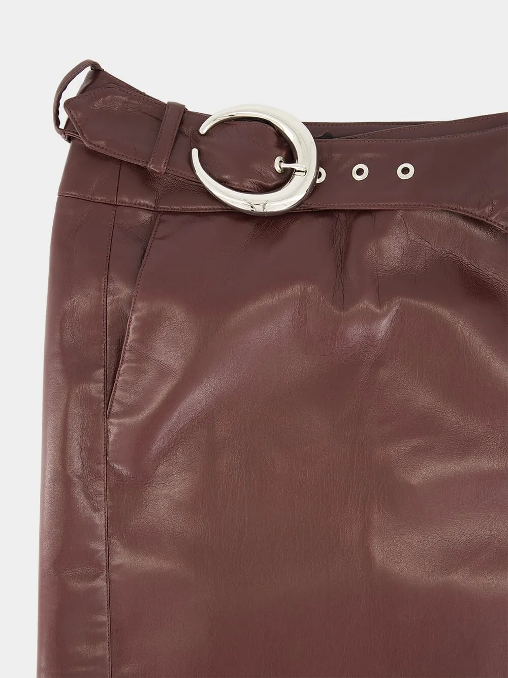 Plum Vegan Leather Double Layer Midi Skirt sold by Fashion Clinic product image thumbnail 5
