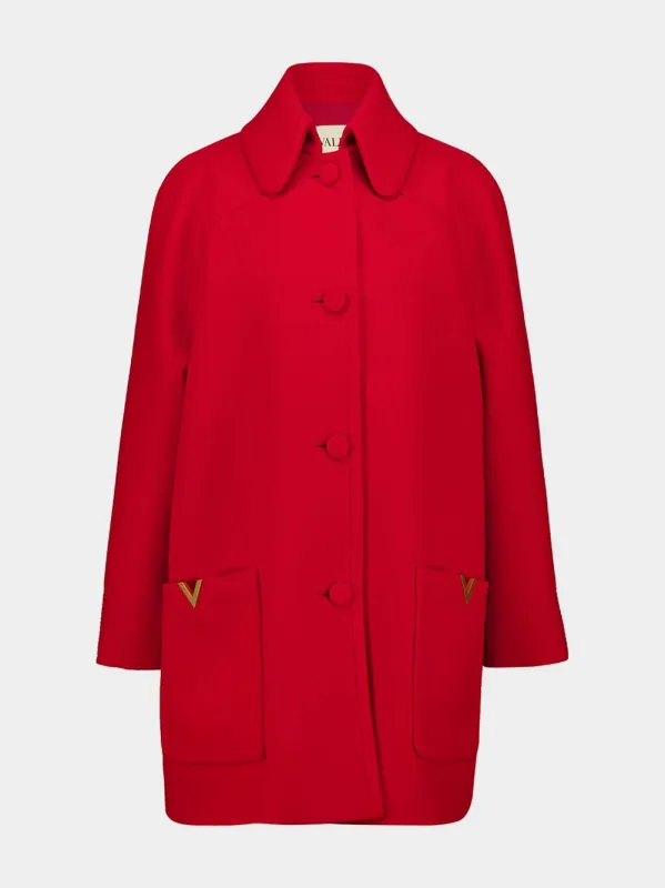 Paris Red Virgin Wool Coat sold by Fashion Clinic