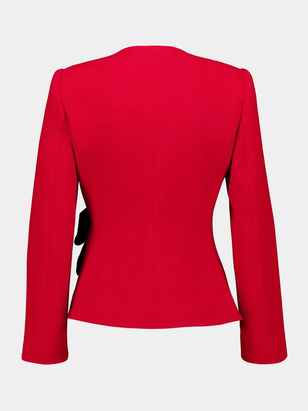Paris Red Wool Crepe Jacket with Contrasting Black Bow sold by Fashion Clinic product image thumbnail 3