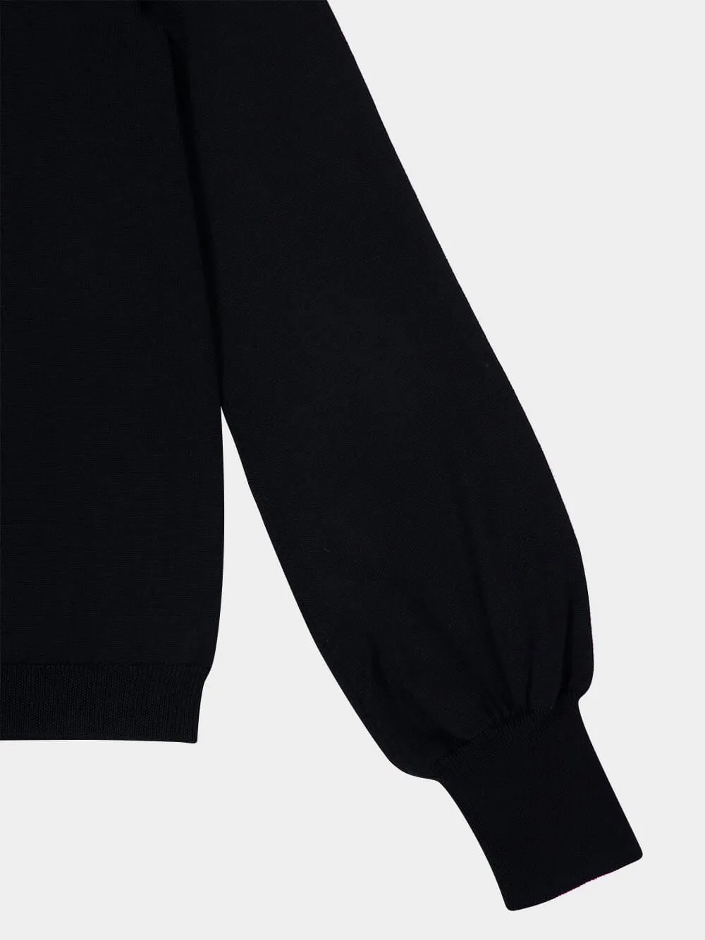 Black Crew-Neck Jumper with Lace Details in Virgin Wool sold by Fashion Clinic product image thumbnail 4