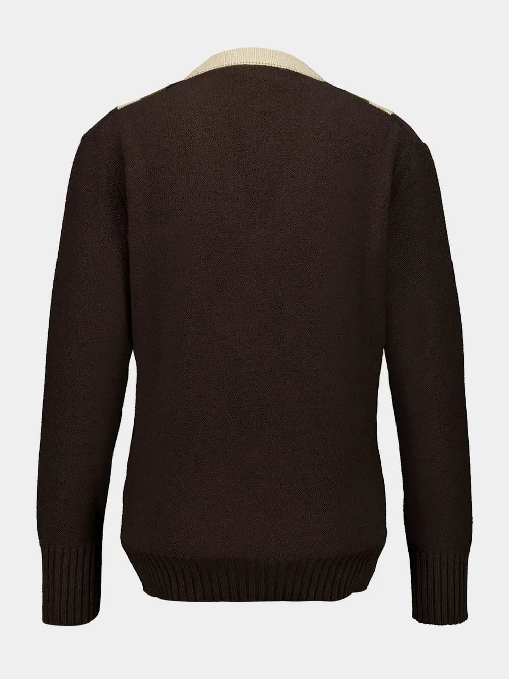 Dark Fudge and Beige Wool V-Neck Jumper sold by Fashion Clinic product image thumbnail 2