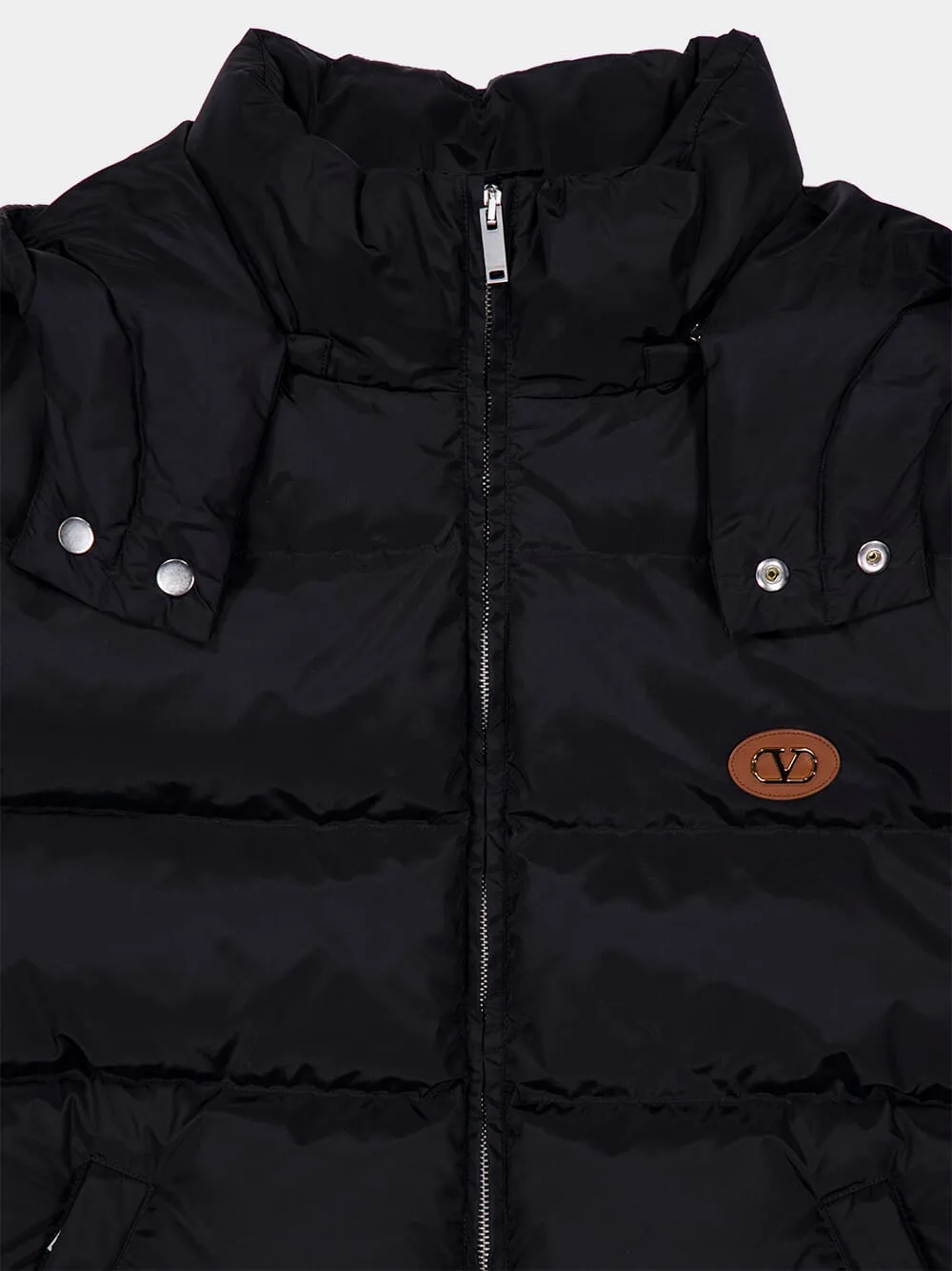 Black Hooded Down Vest with Vlogo sold by Fashion Clinic product image thumbnail 3