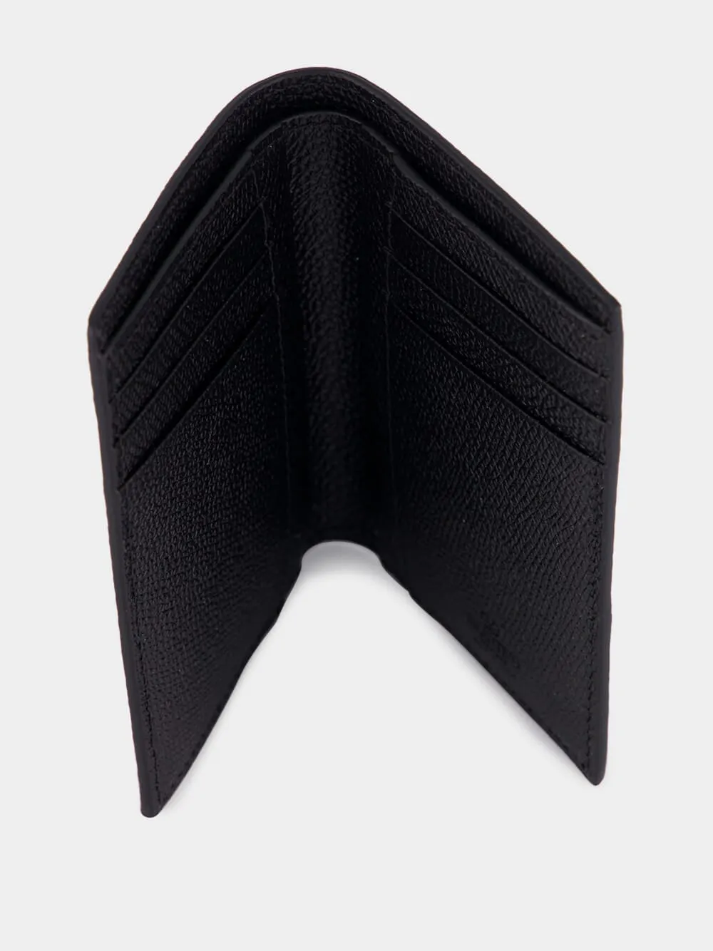 Black Grain Leather VLogo Card Holder sold by Fashion Clinic product image thumbnail 3