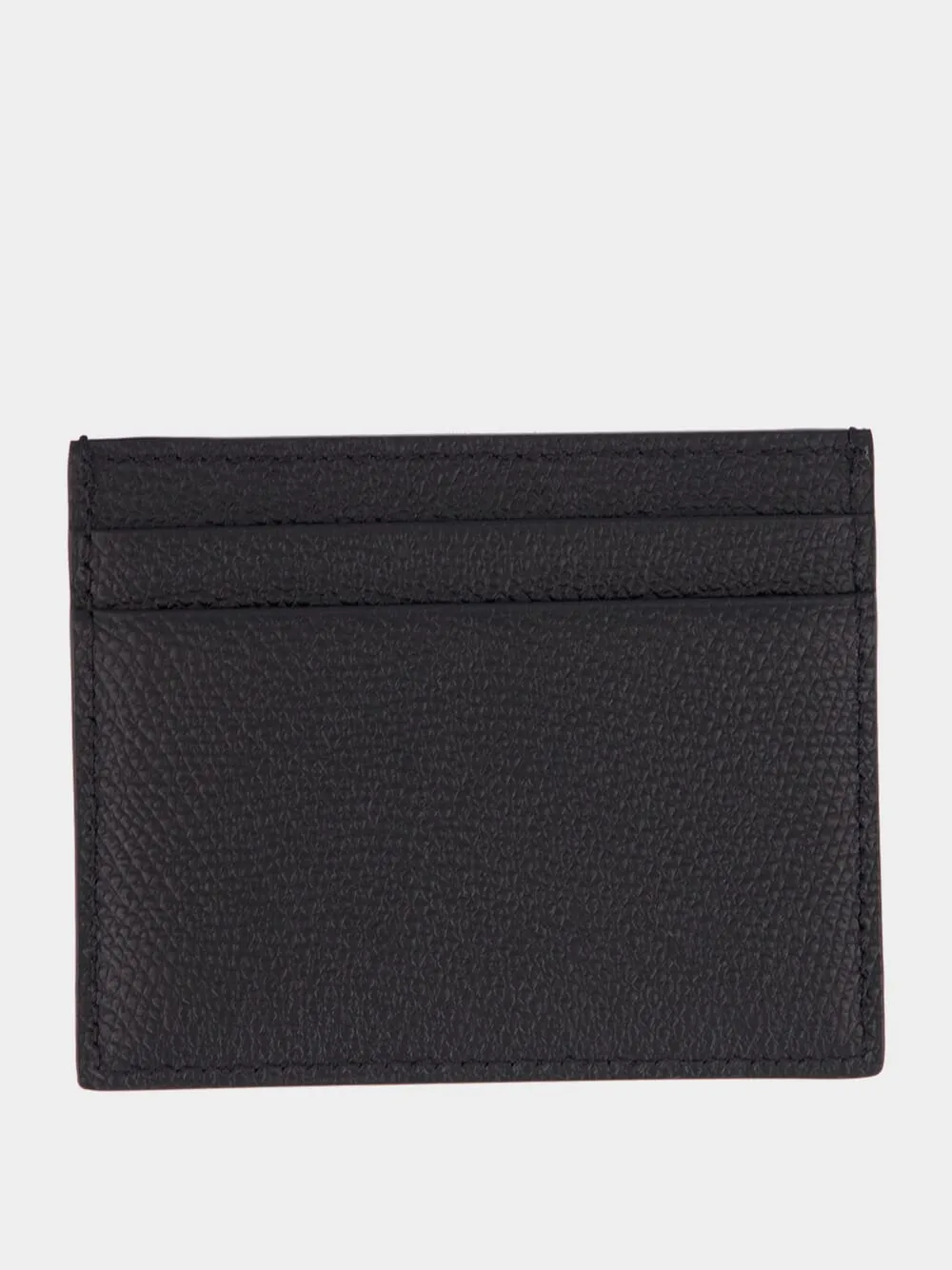 Black Grain Leather VLogo Card Holder sold by Fashion Clinic product image thumbnail 2