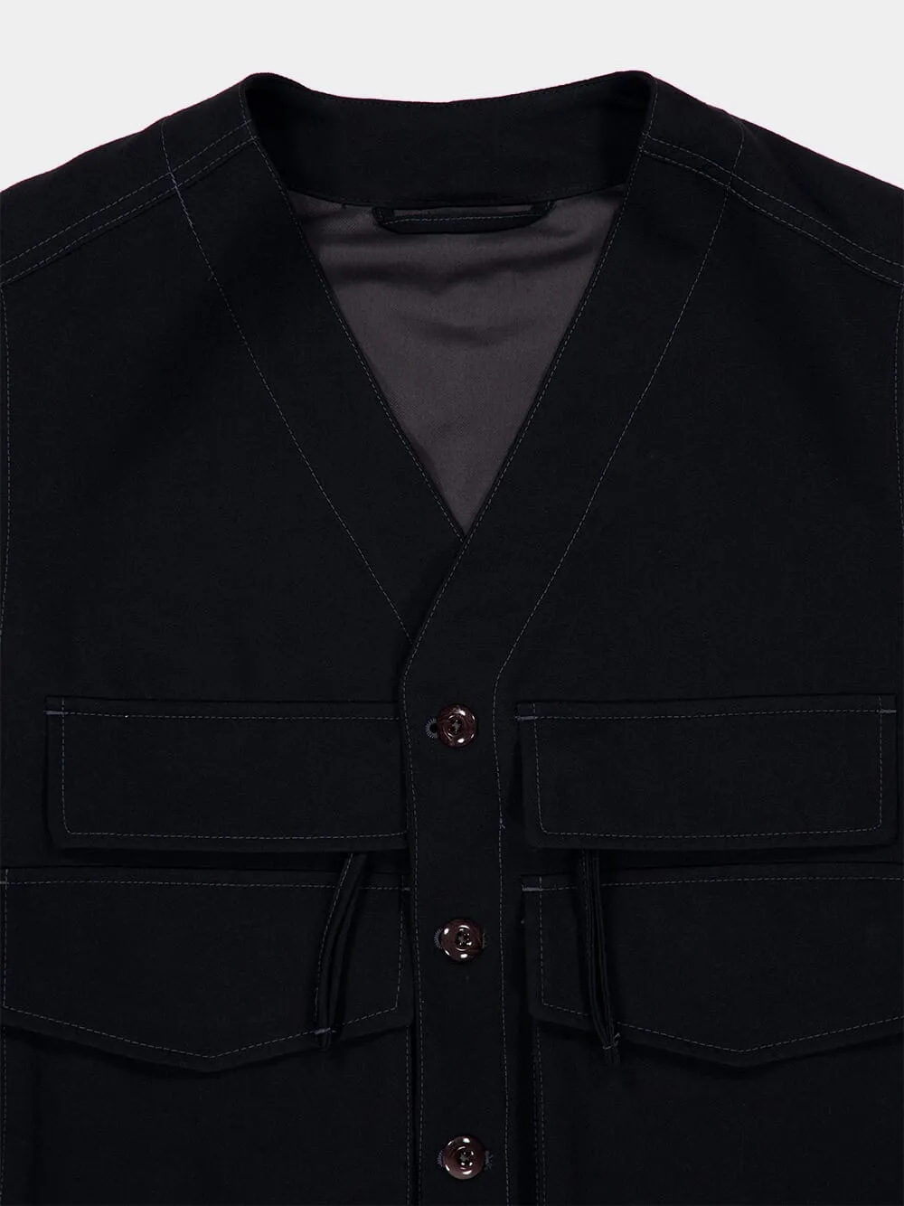 Black Wool Utility Gilet sold by Fashion Clinic product image thumbnail 5