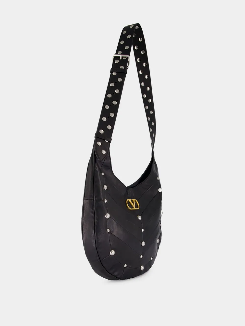Black Studded Nappa Hobo Bag sold by Fashion Clinic product image thumbnail 3