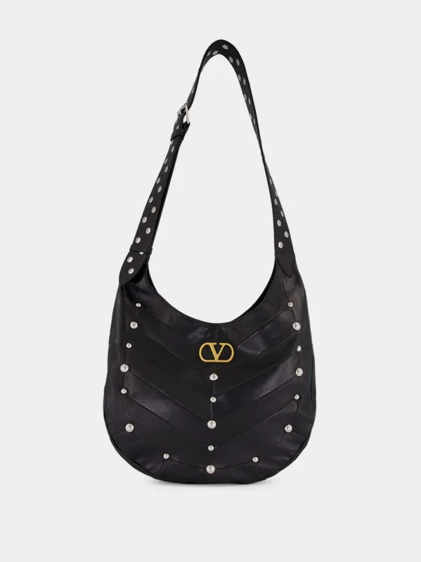 Black Studded Nappa Hobo Bag sold by Fashion Clinic