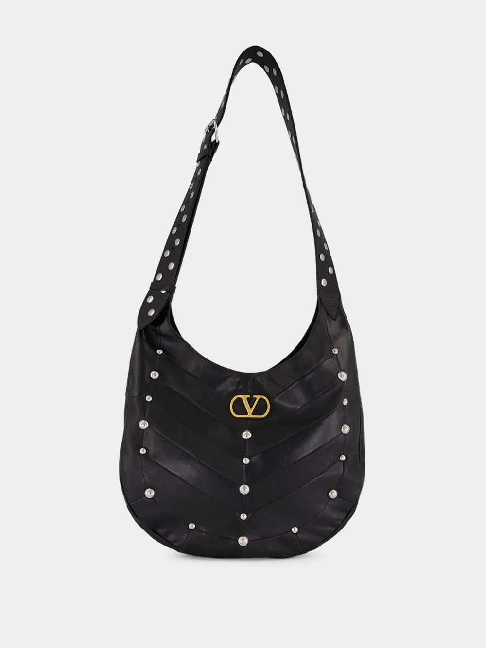 Black Studded Nappa Hobo Bag sold by Fashion Clinic