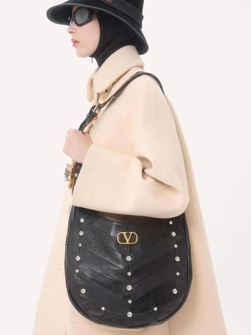 Black Studded Nappa Hobo Bag sold by Fashion Clinic product image thumbnail 2