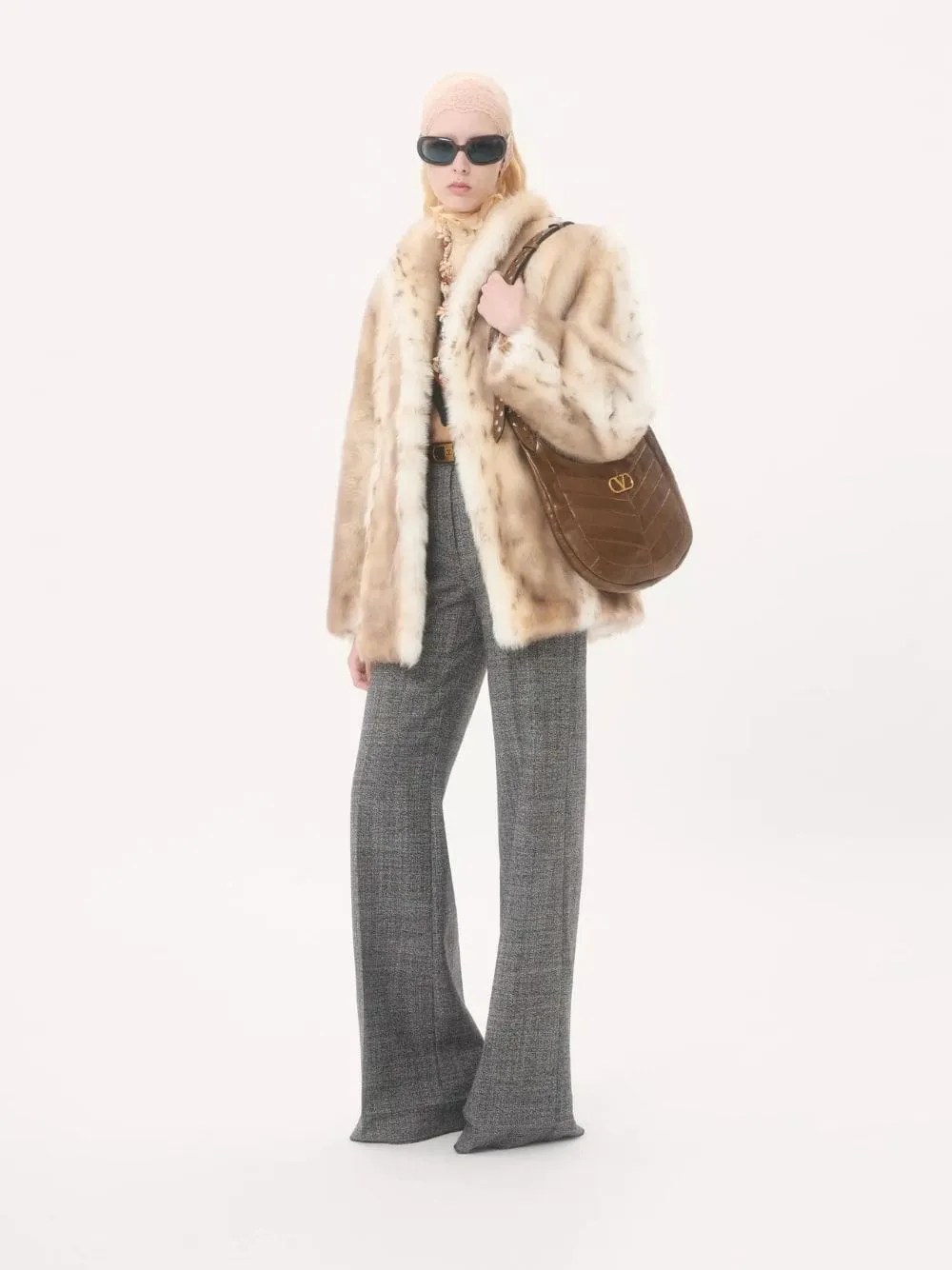 Small Brown Chevron Leather Hobo Bag sold by Fashion Clinic product image thumbnail 4