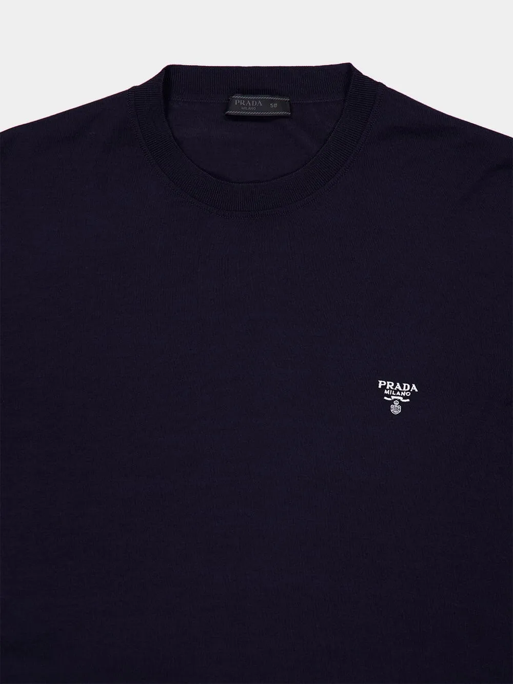 Navy Wool Crew-Neck Sweater sold by Fashion Clinic product image thumbnail 3