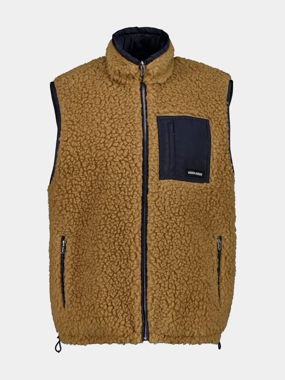 Camel and Royal Blue Teddy Down Vest sold by Fashion Clinic product image thumbnail 2