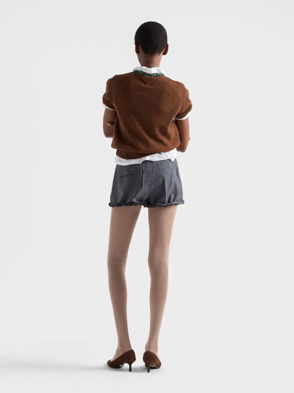 Anthracite Gray Grisaille Wool Shorts sold by Fashion Clinic product image thumbnail 4