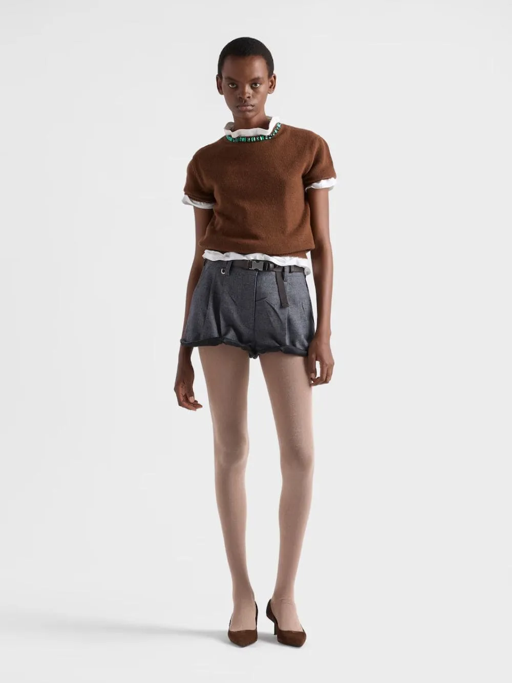 Anthracite Gray Grisaille Wool Shorts sold by Fashion Clinic product image thumbnail 2