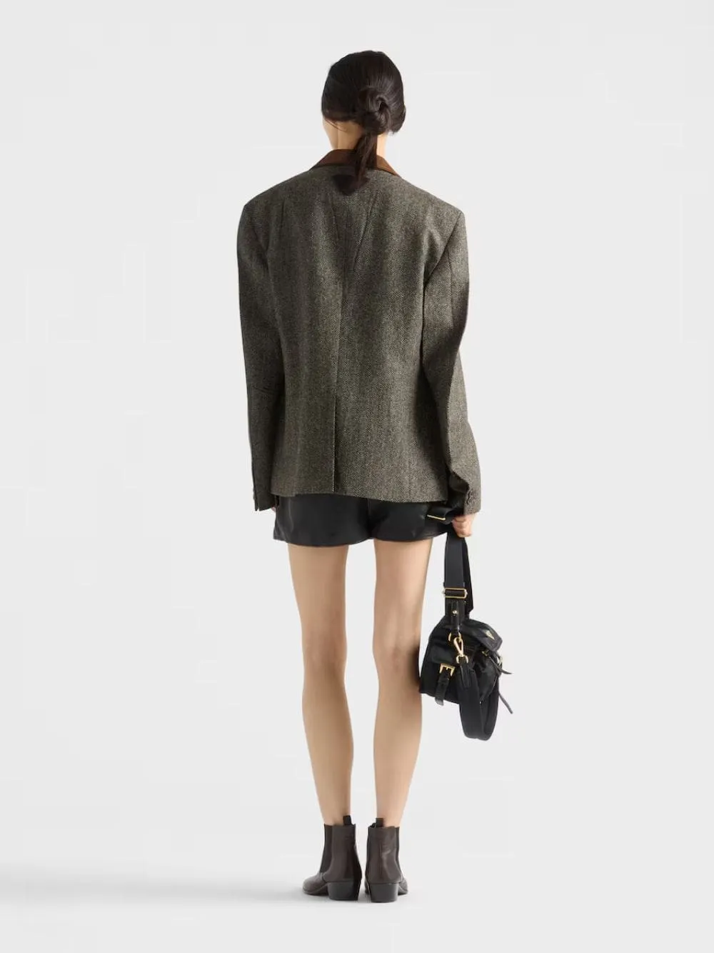 Ebony Chevron Wool Single-Breasted Jacket sold by Fashion Clinic product image thumbnail 4