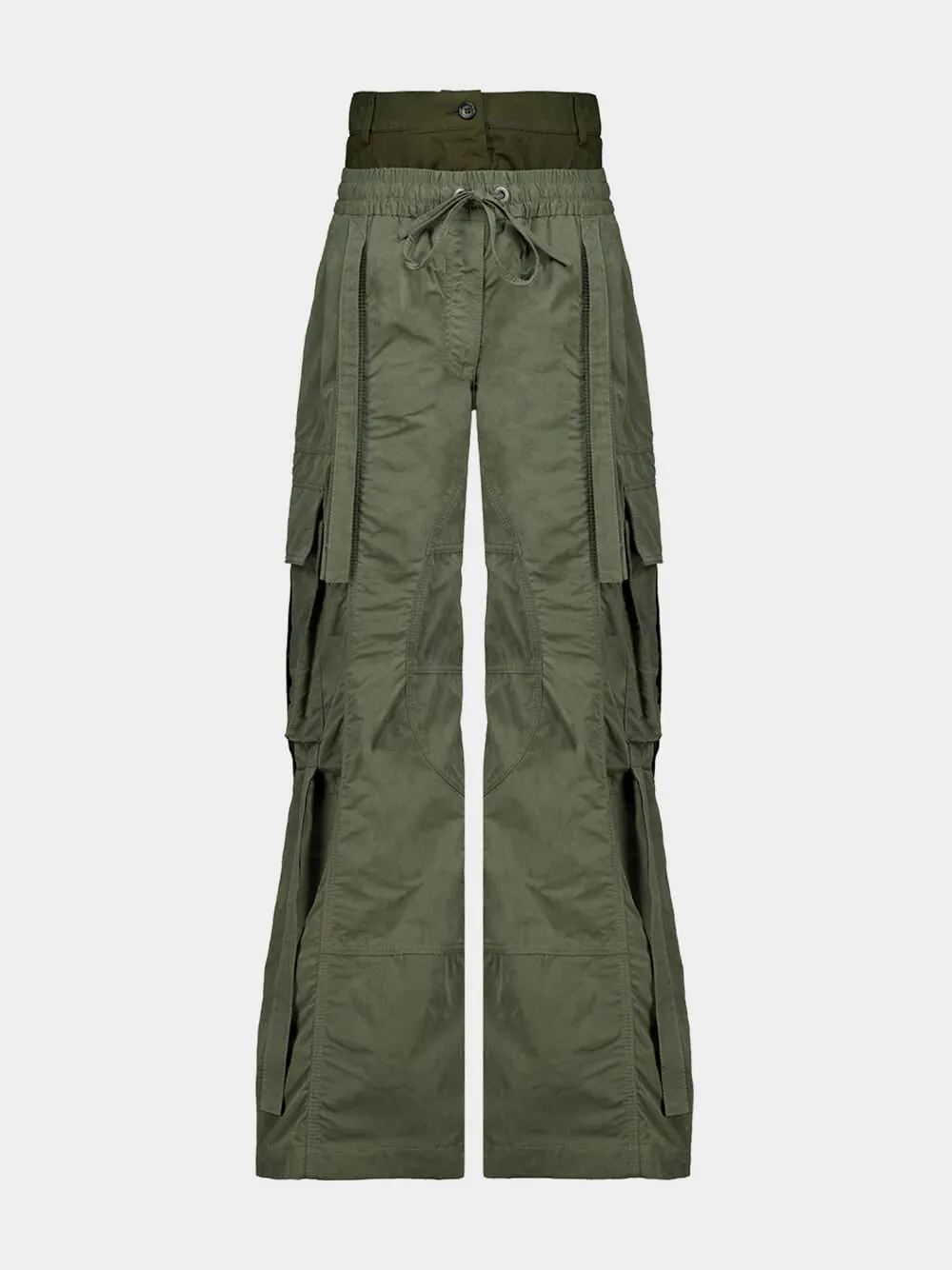 Green Waxed Faille Cargo Trousers sold by Fashion Clinic