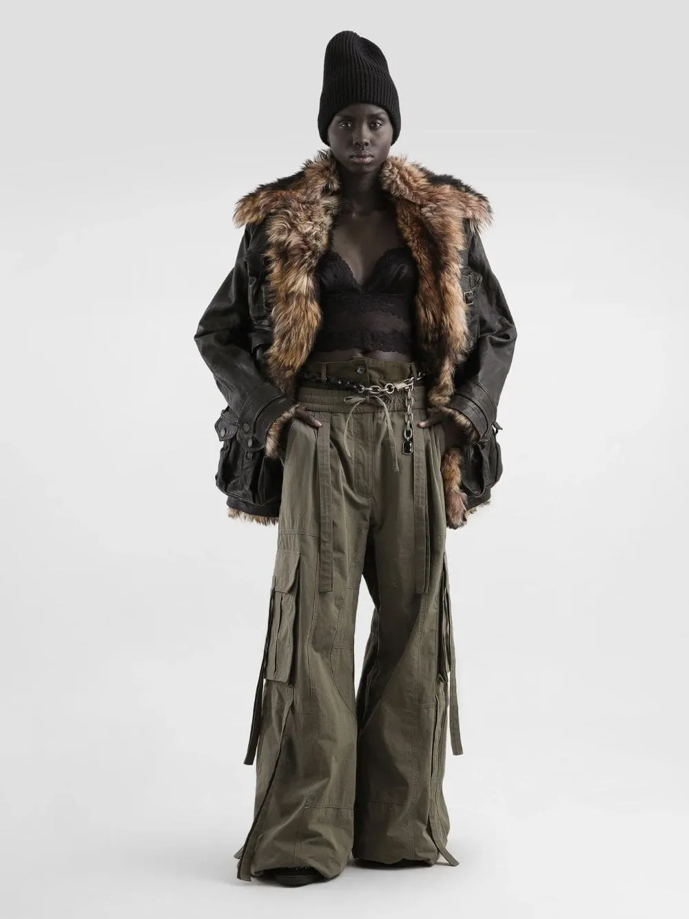 Green Waxed Faille Cargo Trousers sold by Fashion Clinic product image thumbnail 2