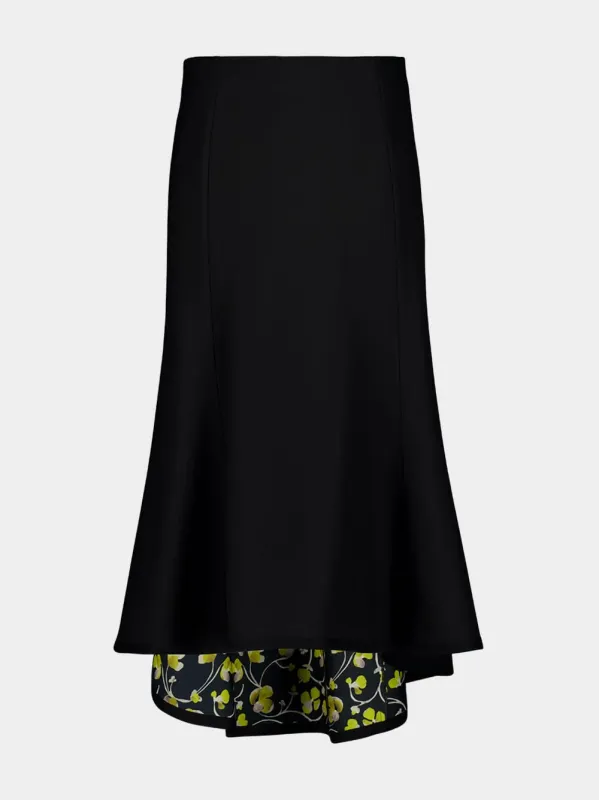 Black Jersey Flared Midi Skirt sold by Fashion Clinic