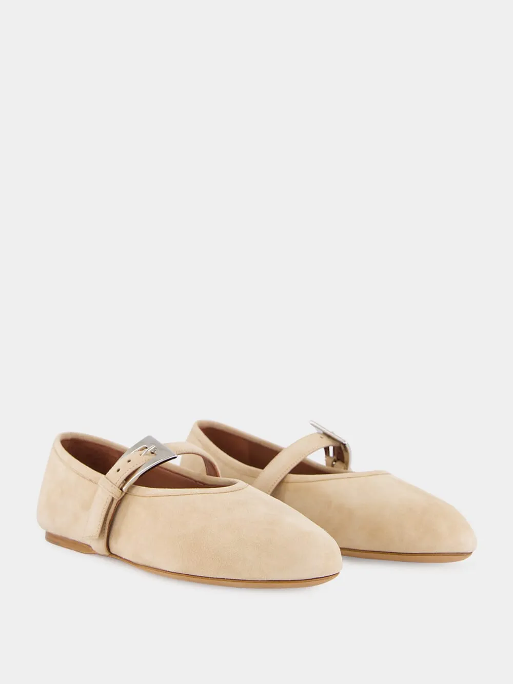 Beige Suede Buckle Ballet Flats sold by Fashion Clinic product image thumbnail 3