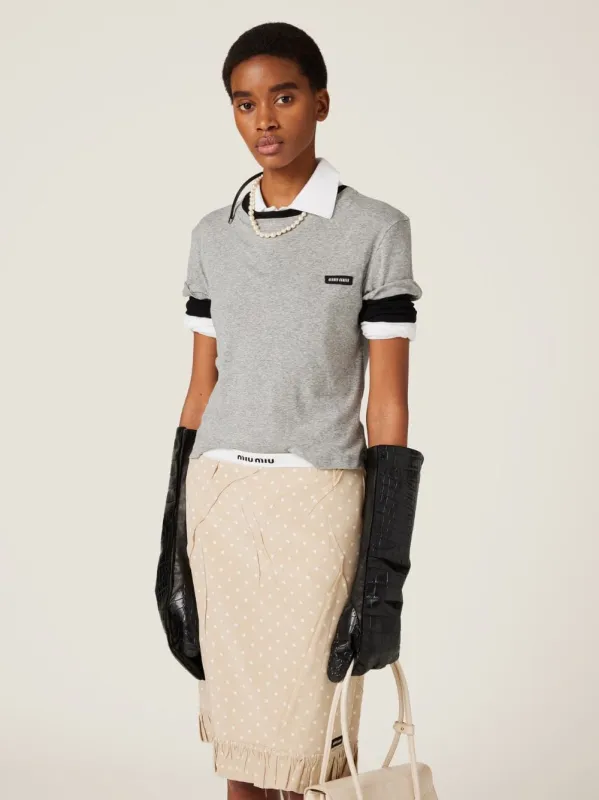 Grey Ribbed Jersey Logo T-Shirt sold by Fashion Clinic