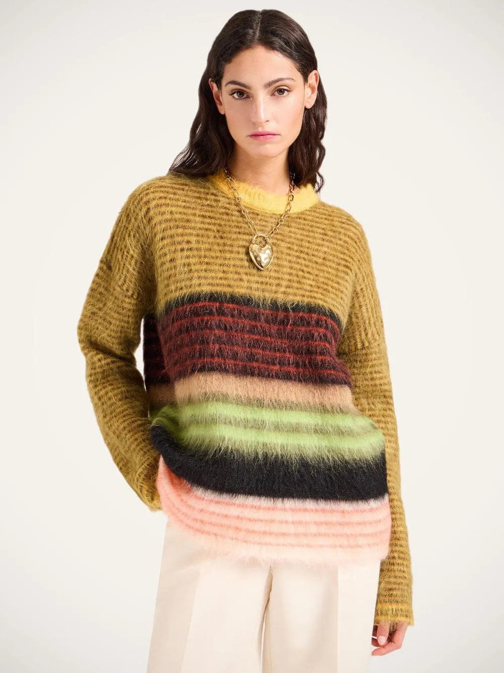 Multicolour Yellow Brushed Wool Brera Sweater sold by Fashion Clinic