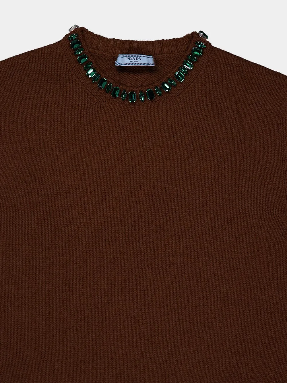 Tobacco Wool-Cashmere Sweater with Jewels sold by Fashion Clinic product image thumbnail 4