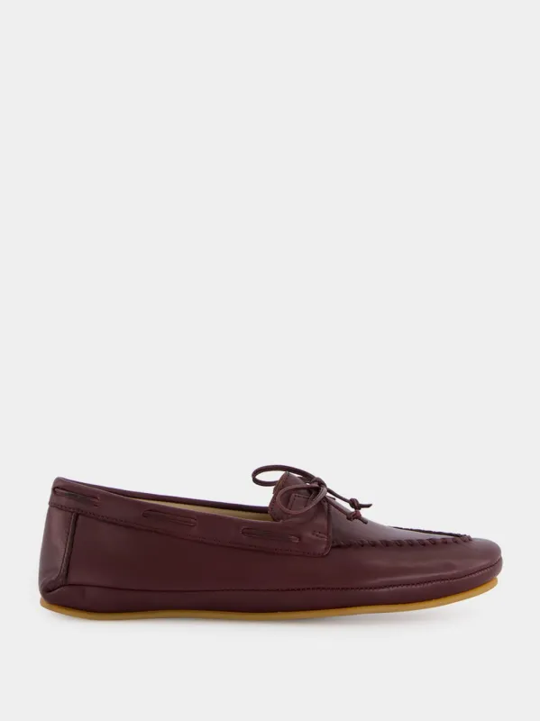 Burgundy Leather Driver Moccasins sold by Fashion Clinic