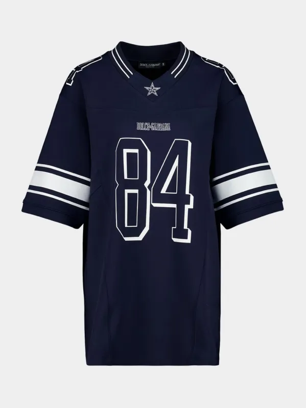 Blue Printed T-Shirt with Patch Detail sold by Fashion Clinic