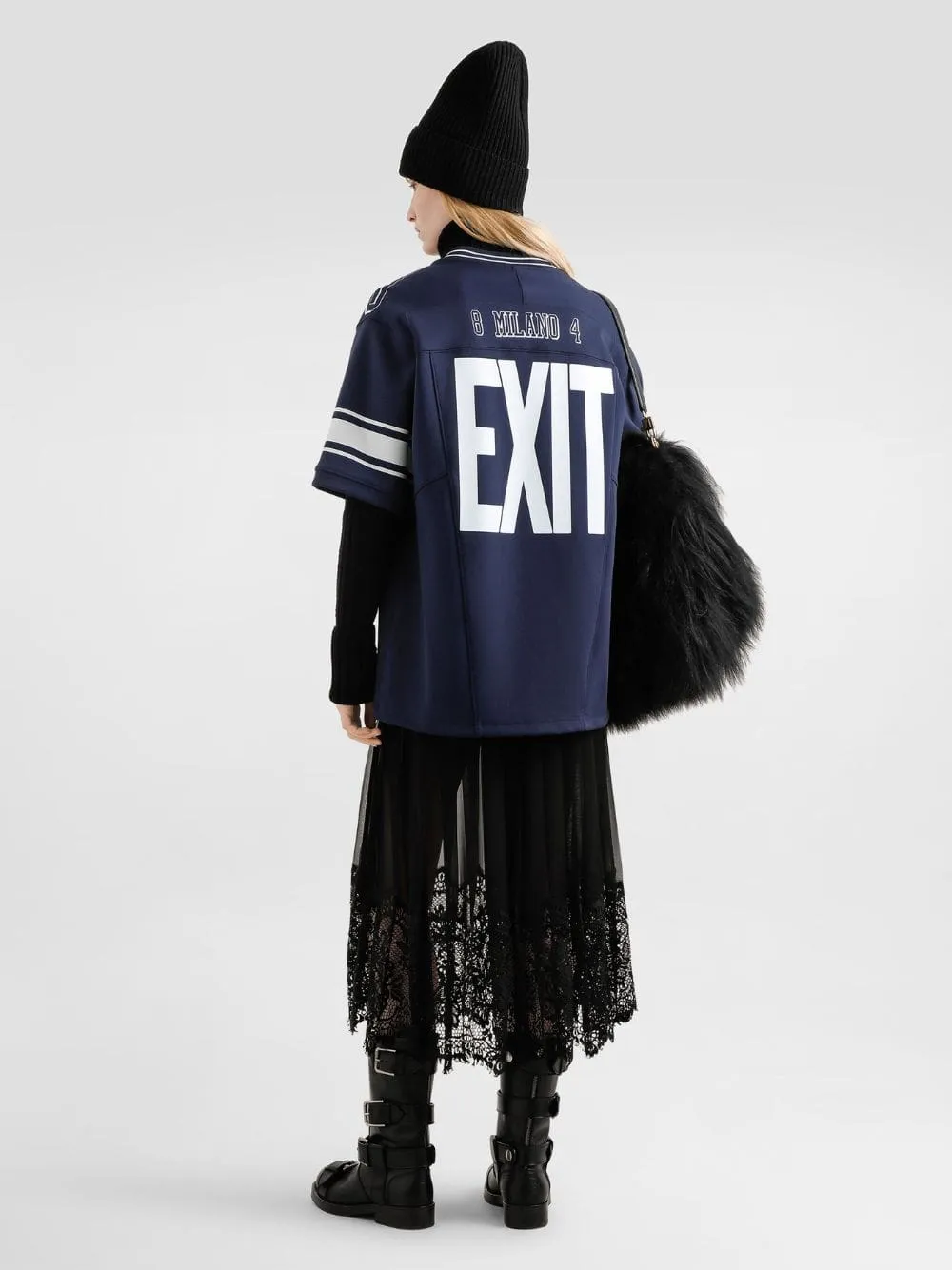 Blue Printed T-Shirt with Patch Detail sold by Fashion Clinic product image thumbnail 4