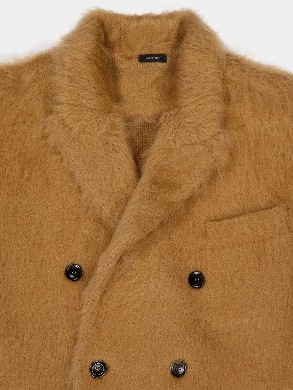 Caramel Beige Mohair-Blend Double-Breasted Jacket sold by Fashion Clinic product image thumbnail 4