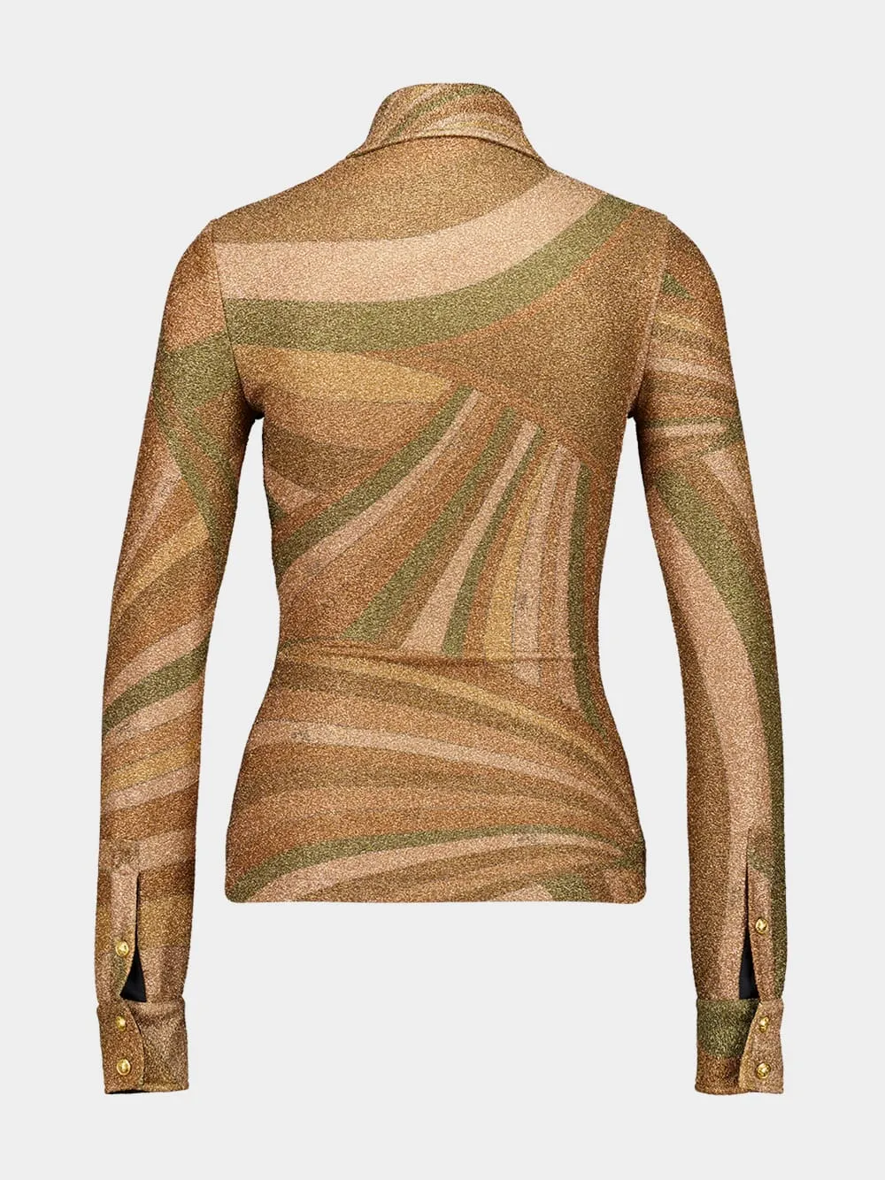 Iride Print Gold Lamé Jersey Polo Top sold by Fashion Clinic product image thumbnail 4