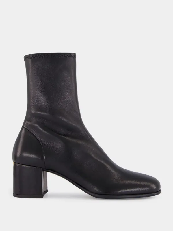 Black Stretch Nappa Leather Booties sold by Fashion Clinic