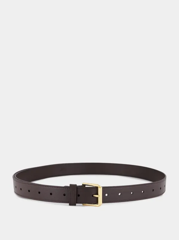Chocolate Brown Voyou Leather Belt sold by Fashion Clinic