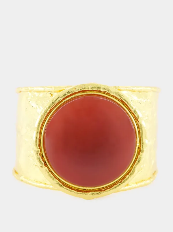 Orange Sphere Cuff Bracelet with Cornaline sold by Fashion Clinic