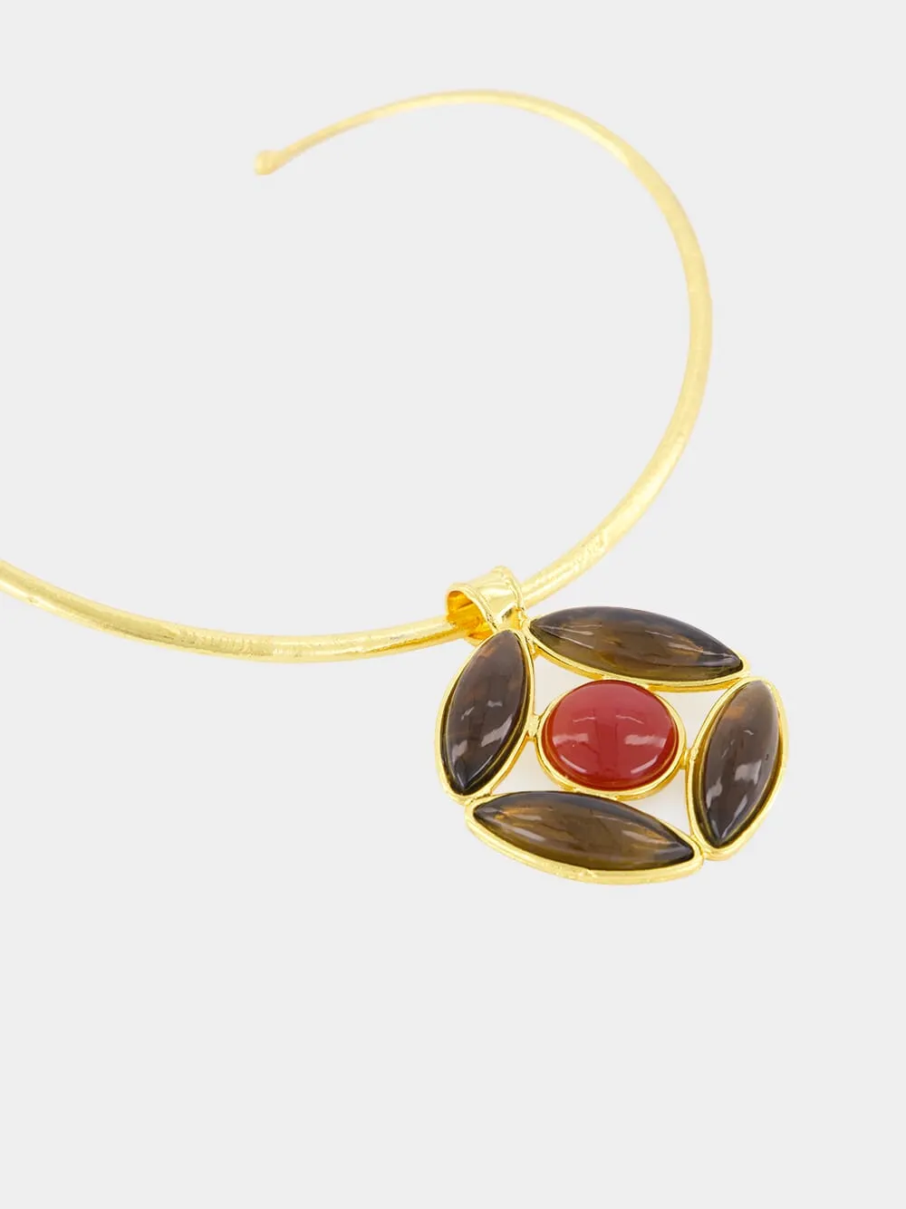 Marquise Pendant Necklace with Smoky Quartz and Cornaline sold by Fashion Clinic product image thumbnail 3