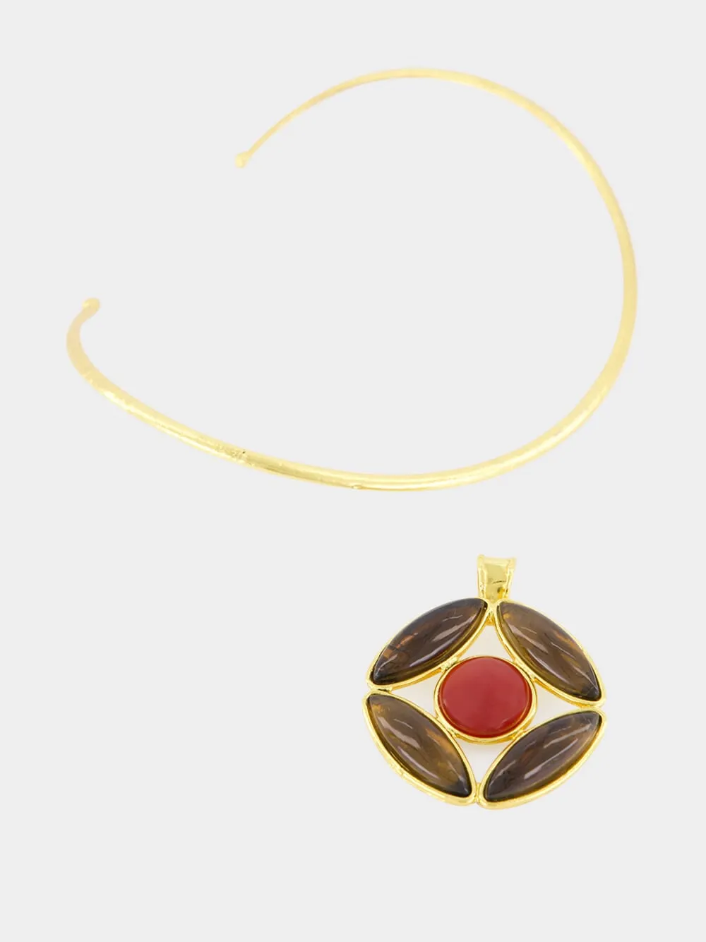 Marquise Pendant Necklace with Smoky Quartz and Cornaline sold by Fashion Clinic product image thumbnail 4