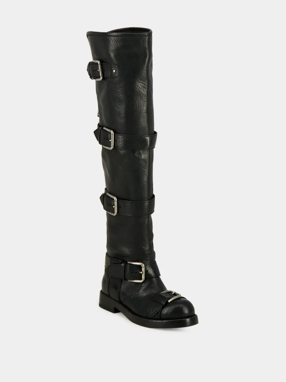 Black Horse Leather Buckled Boots sold by Fashion Clinic product image thumbnail 2