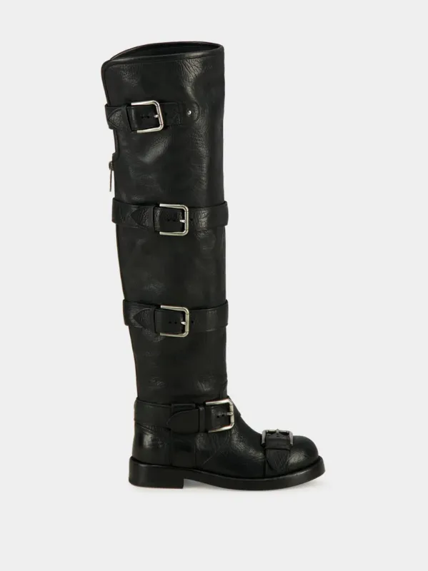 Black Horse Leather Buckled Boots made by Dolce & Gabanna