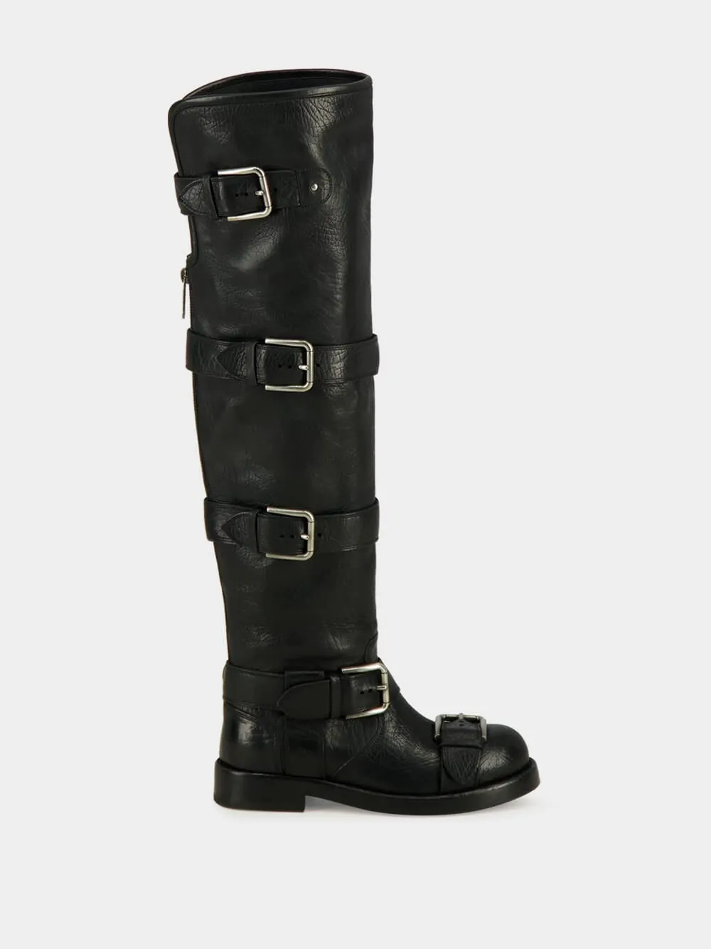 Black Horse Leather Buckled Boots sold by Fashion Clinic