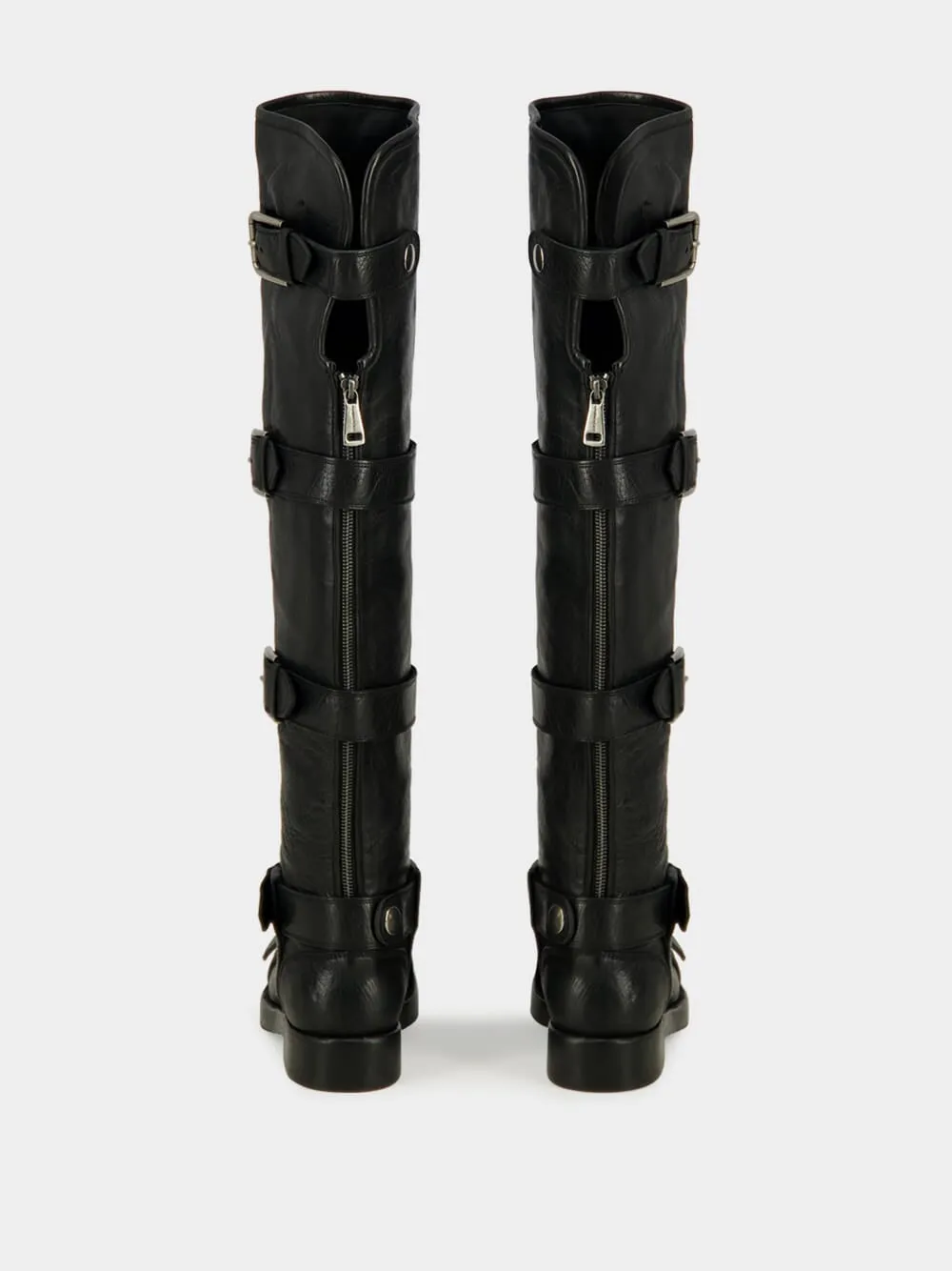 Black Horse Leather Buckled Boots sold by Fashion Clinic product image thumbnail 4