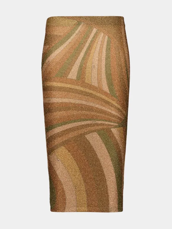 Iride Print Lamé Jersey Midi Skirt made by Emilio Pucci