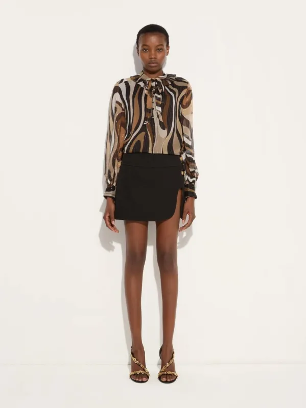 Black Wool Mini Skirt sold by Fashion Clinic