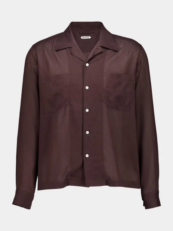 Brown Voile Long Sleeve Shirt sold by Fashion Clinic