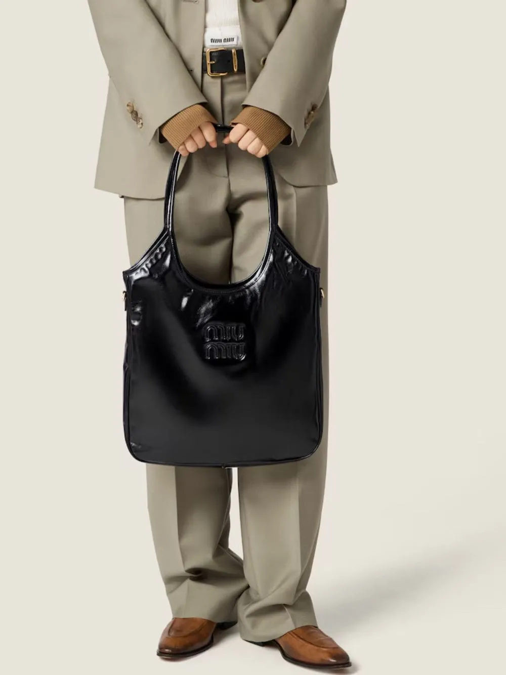 Black Leather Ivy Tote Bag sold by Fashion Clinic product image thumbnail 3