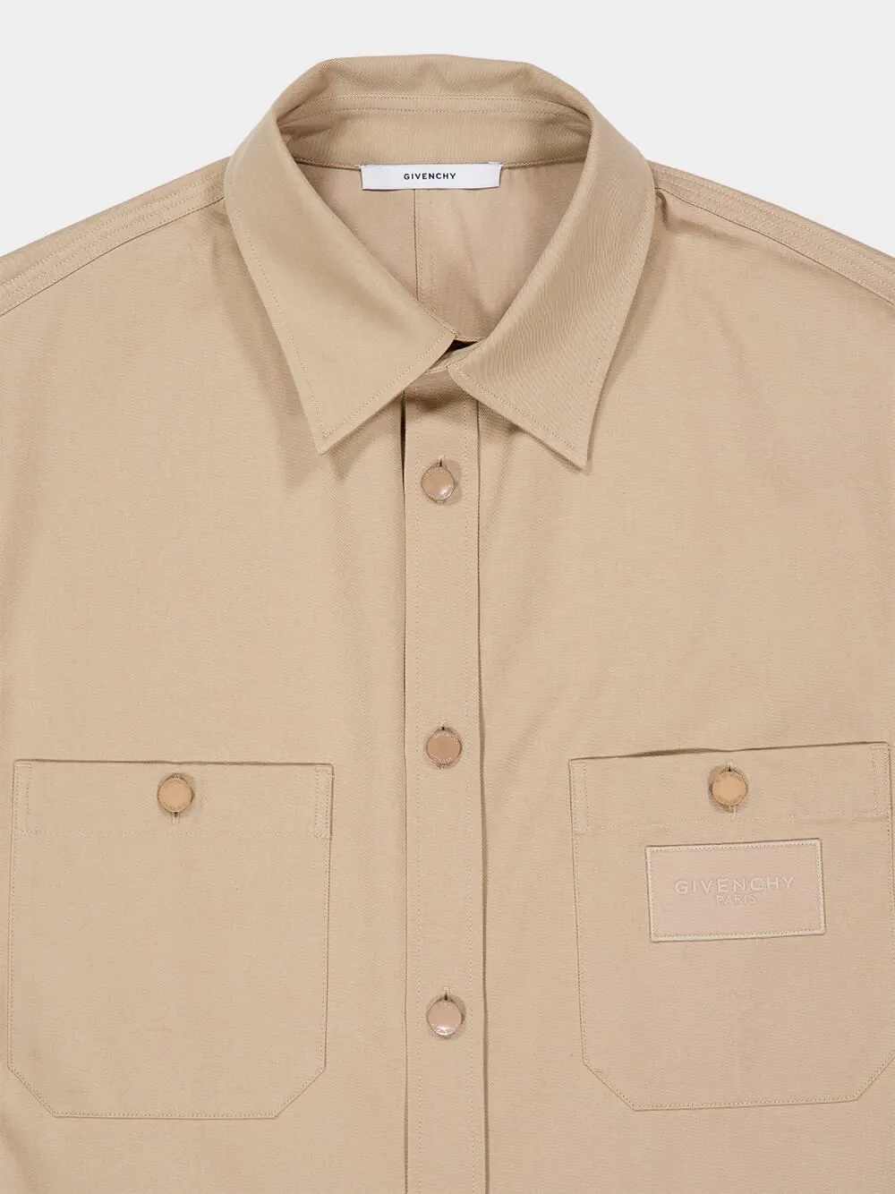 Beige Cotton Short-Sleeved Shirt sold by Fashion Clinic product image thumbnail 5
