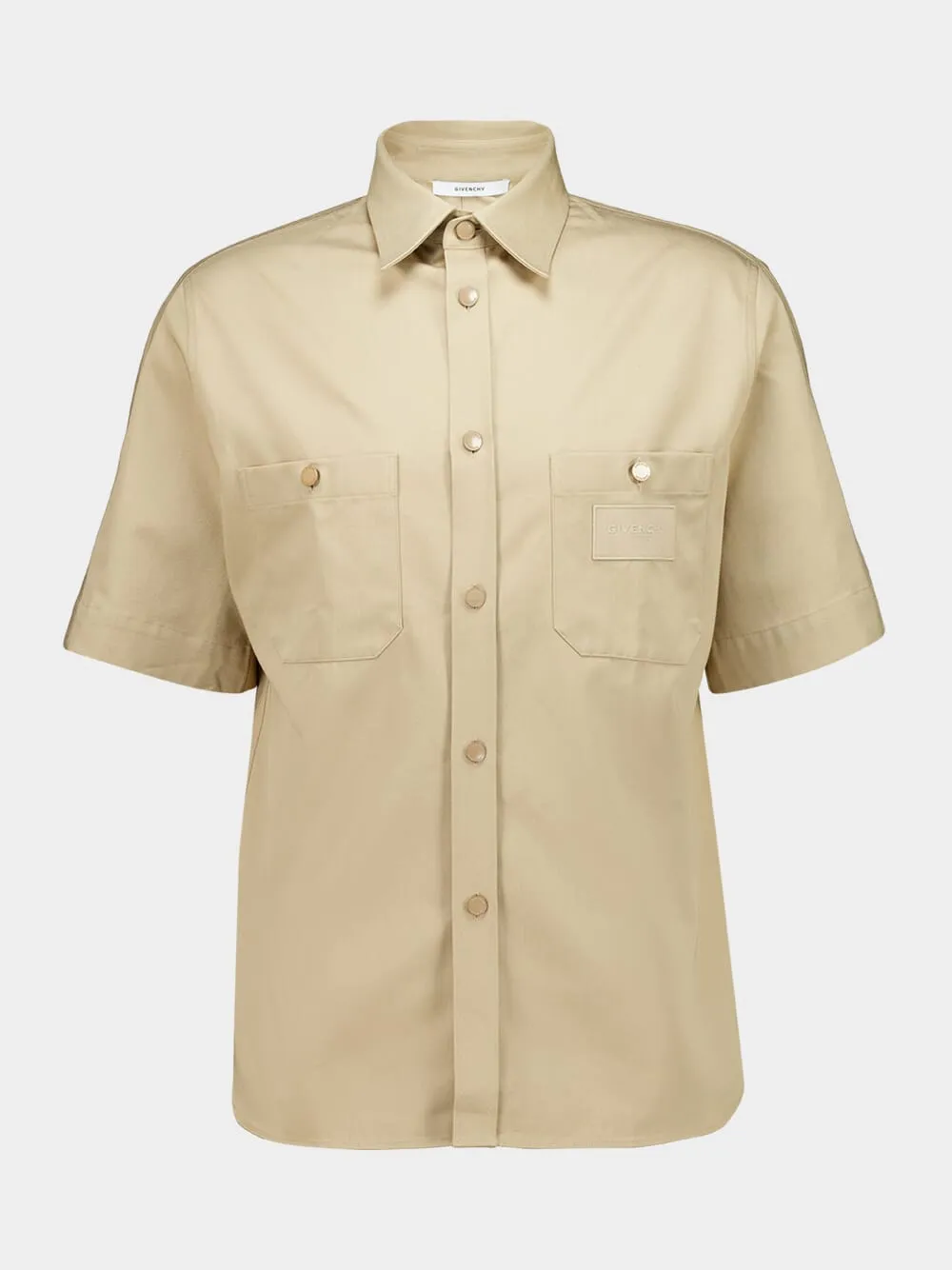 Beige Cotton Short-Sleeved Shirt sold by Fashion Clinic product image thumbnail 2