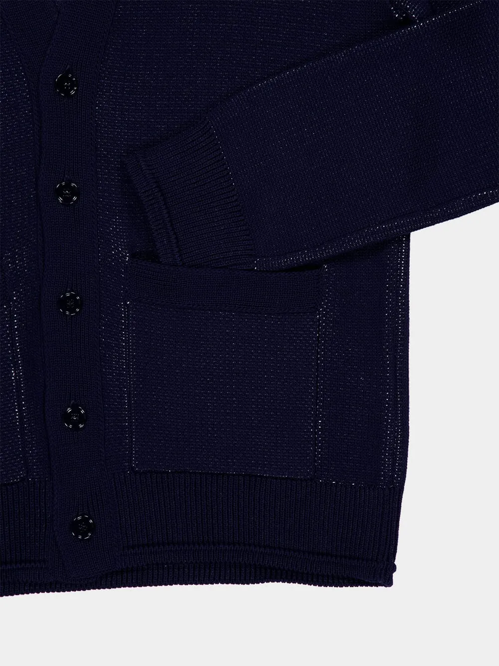 Dark Navy Cotton V-Neck Cardigan sold by Fashion Clinic product image thumbnail 4