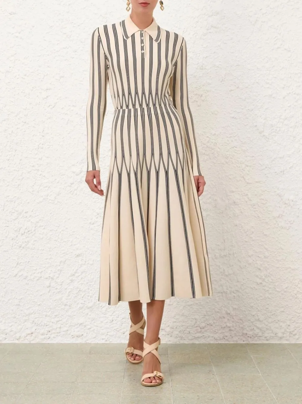 Cream Rebellion Striped Midi Skirt sold by Fashion Clinic product image thumbnail 2