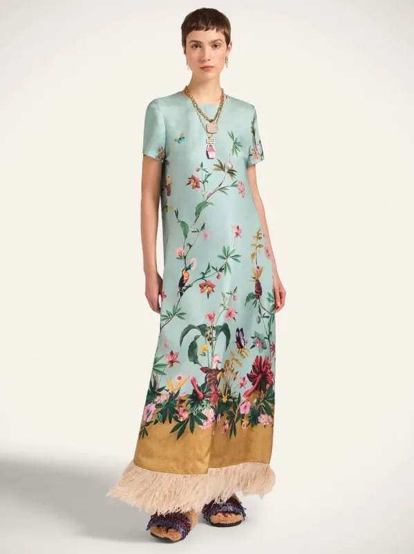 Zooflora Feather-Trimmed Swing Dress sold by Fashion Clinic