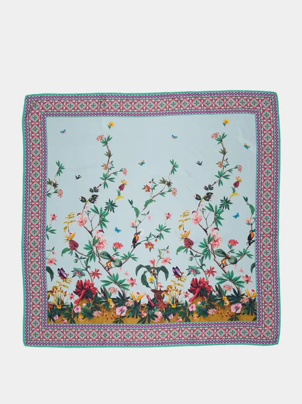 Blue Zooflora Silk Foulard sold by Fashion Clinic